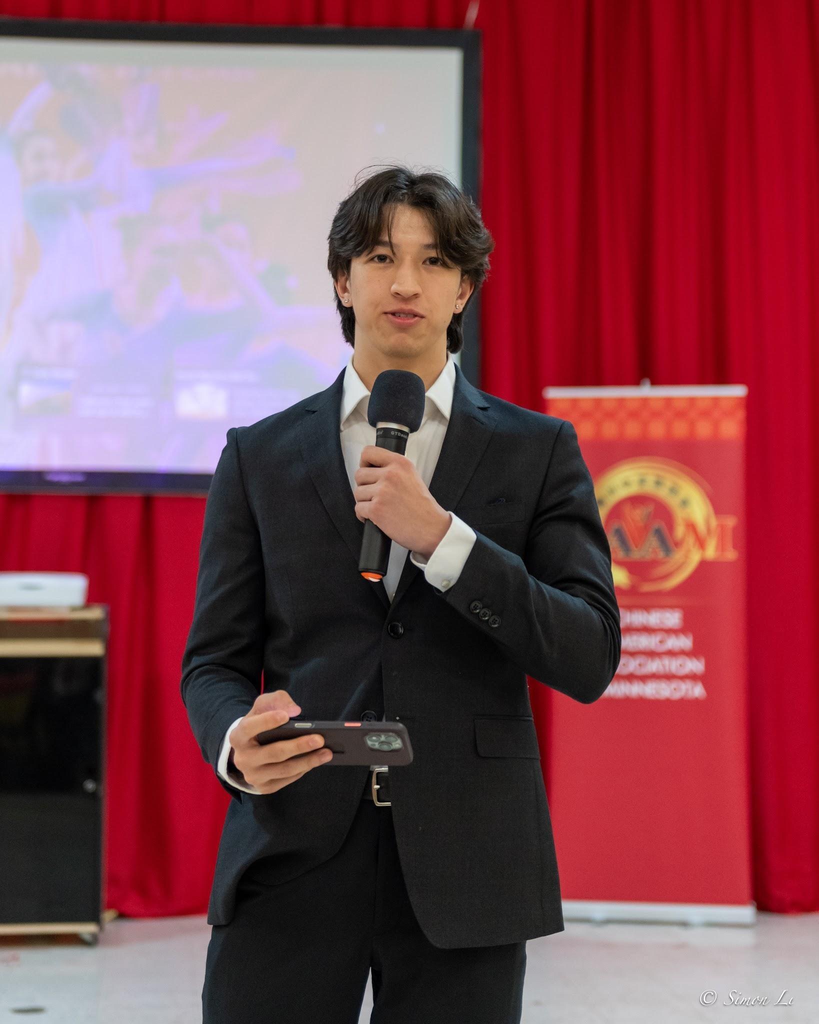 Evan Zhang Huss speaks at the CAAM Gala